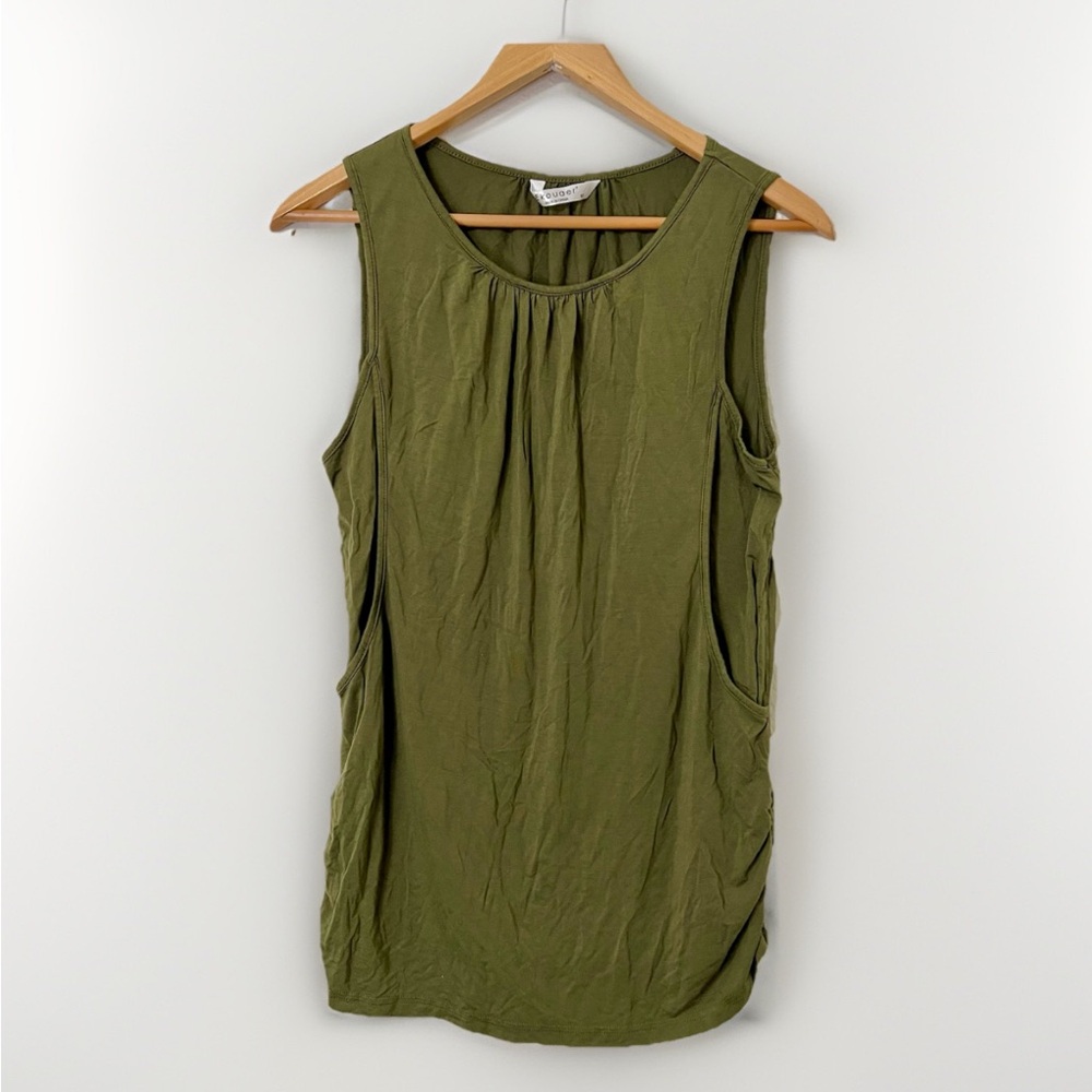 Sleeveless Olive Green Nursing Tank Top - Casual Women's Maternity Clothes